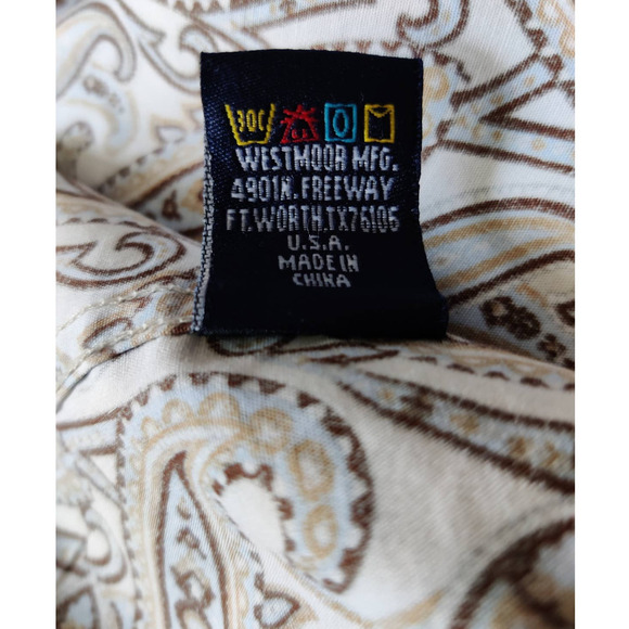 Rough Stock Panhandle Slim Long Sleeve Paisley Pearl Snap Shirt Western Men's XL - Picture 6 of 11